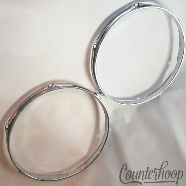 Pearl 2x 12"Tom Drum Rims/Hoops Triple-Flange Chrome 6-Lug Hole Japan 60s Set* — main photograph