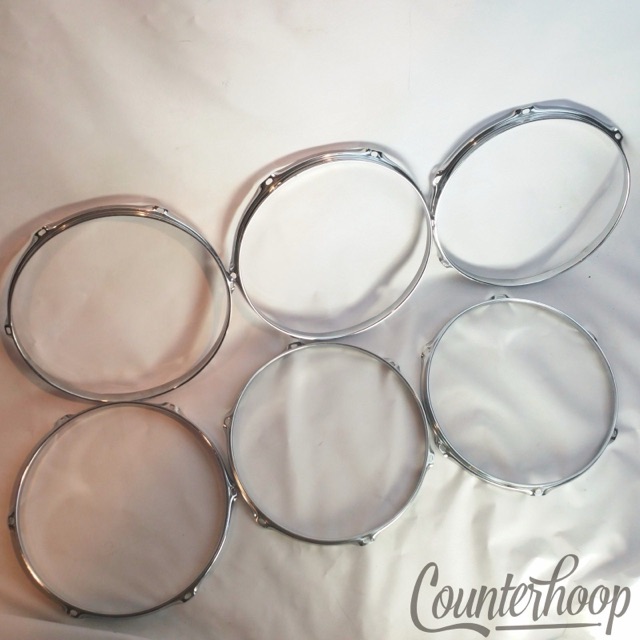 Pearl 6x 12"Tom Drum Rims/Hoops Triple-Flange Chrome 6-Lug Hole 70s Set Lot* — main photograph