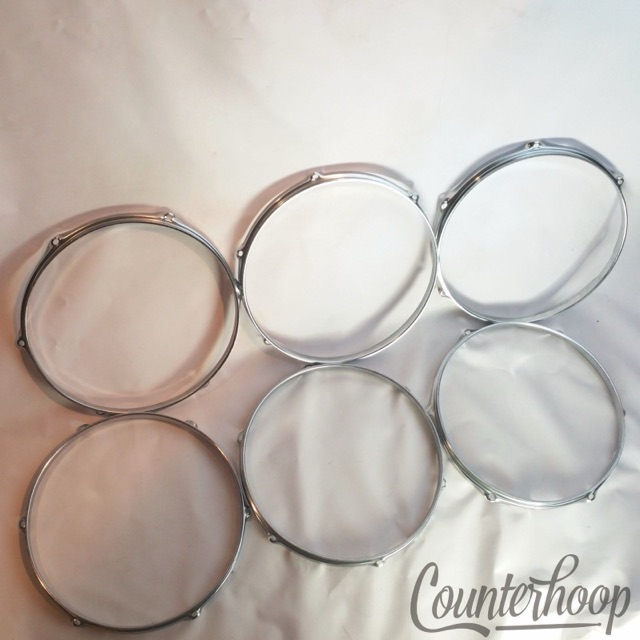 Pearl 6x 12"Tom Drum Rims/Hoops Triple-Flange Chrome 6-Lug Hole 60s-70s Vintage — main photograph