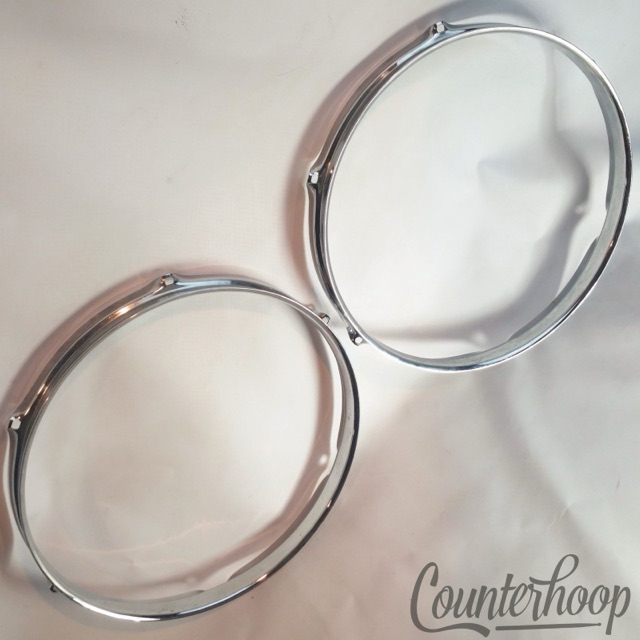 Rogers Tall-Boy 2x 12" Tom Drum Rims/Hoops Triple-Flange Cleveland Holiday 60s* — main photograph