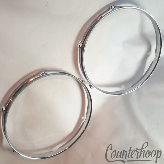Rogers Tall-Boy 2x 12" Tom Drum Rims/Hoops Triple-Flange Cleveland Holiday 60s* — main photograph