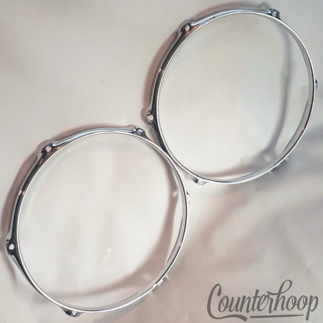 Pearl 2x 12" Tom Drum Rims/Hoops 6-Hole Batter/Resonant Triple Flange Set Lot* — main photograph