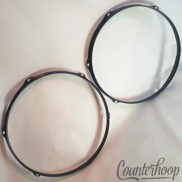 Pearl 2x 13"Tom Drum Rims/Hoops 6-Hole Batter Triple Flange Black Powdercoat Set — main photograph