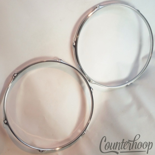 Ludwig 2x 13" Tom Drum Rims/Hoops 6-Hole Batter Triple Flange Chrome Vintage 60s — main photograph