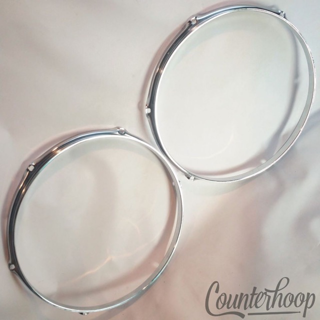 Ludwig 2x 13" Tom Drum Rims/Hoops 6-Hole Batter Triple Flange Chrome 70s Vintage — main photograph