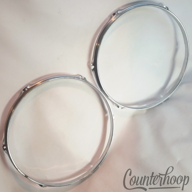 Hayman 2x 13" Tom Drum Rims/Hoops 6-Hole Batter Triple Flange Chrome 60s Vintage — main photograph