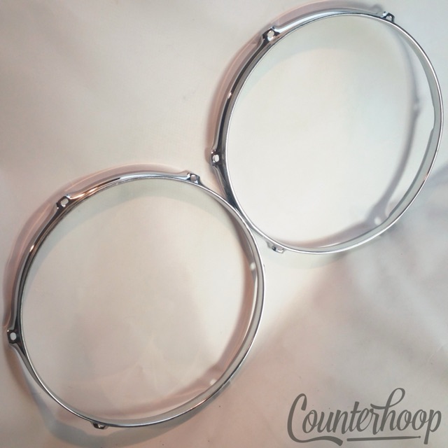 Ludwig 2x 13" Tom Drum Rims/Hoops 6-Hole Batter Triple Flange 60s Vintage Chrome — main photograph