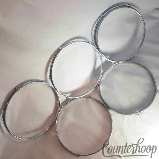 Pearl 5x 13"Tom Drum Rims/Hoops 6-Hole Batter/Resonant Triple Flange Vintage Lot — main photograph