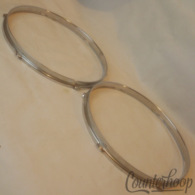 Pearl 2x 13"Tom Drum Rims/Hoops 6-Hole Batter/Resonant Triple Flange Vintage Set — main photograph