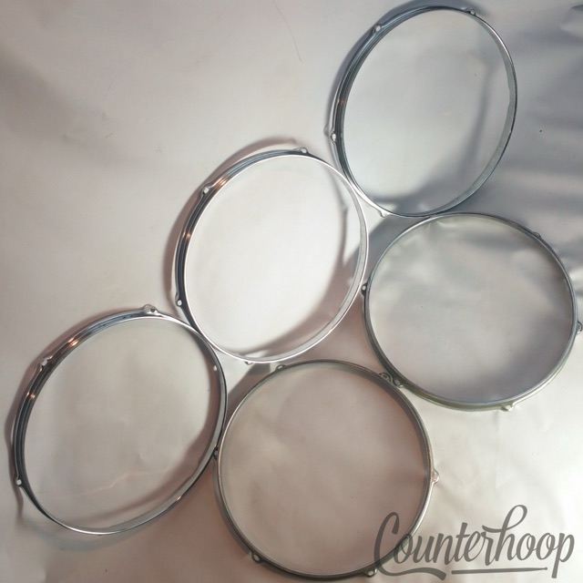 Pearl 5x 13"Tom Drum Rims/Hoops Vintage 6-Hole Batter/Resonant Triple Flange Lot — main photograph