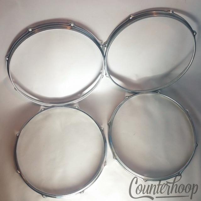Pearl 4x 14" Snare/Tom Drum Rims/Hoops Triple Flange Chrome 8-Hole Stick-Saver* — main photograph