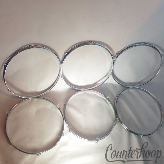Ludwig/Pearl 6x 14" Snare/Tom Drum Batter Rims/Hoops Triple Flange 6-Hole Lot* — main photograph