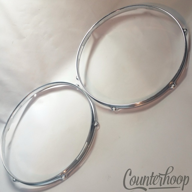 Pearl 2x 14" Snare Drum Resonant Rims/Hoops Chrome Triple Flange 6Lug-Hole Lot* — main photograph