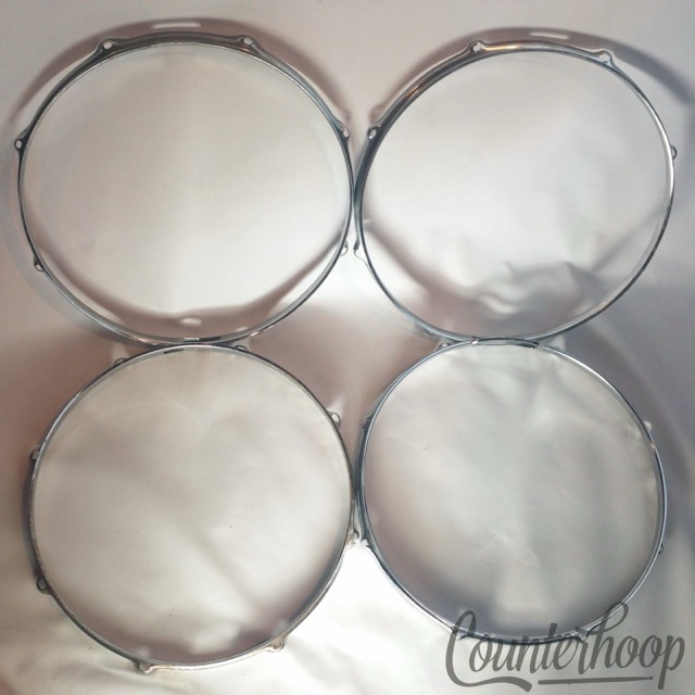 Pearl 4x 14" Snare Drum Resonant Rims/Hoops Triple Flange 8Lug-Hole Vintage Lot — main photograph