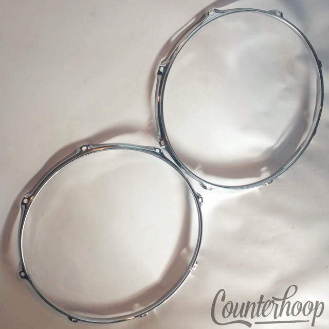 Ludwig 2x 14" Rims/Hoops 8Lug-Hole Snare Drum Batter+Resonant Set Vintage 70s* — main photograph