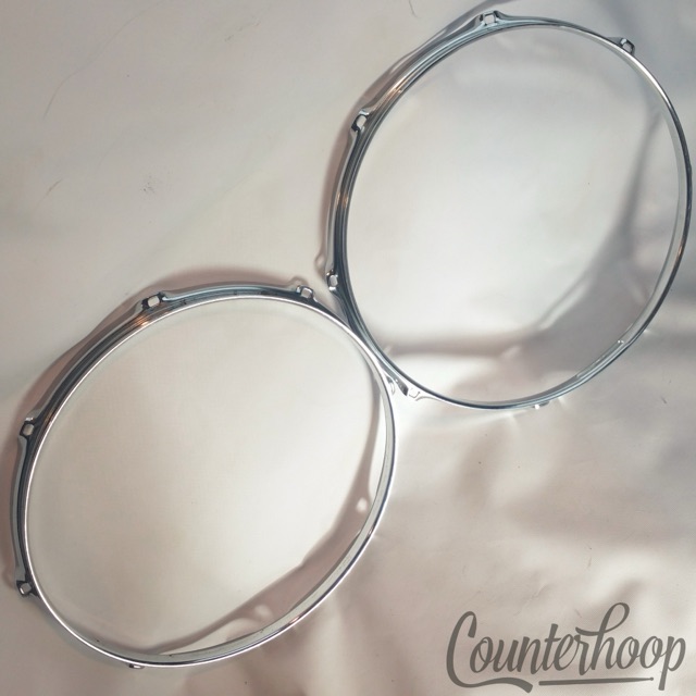 Ludwig 2x 14" Rims/Hoops 8Lug-Hole Snare Drum Batter+Resonant Set 70s Vintage* — main photograph