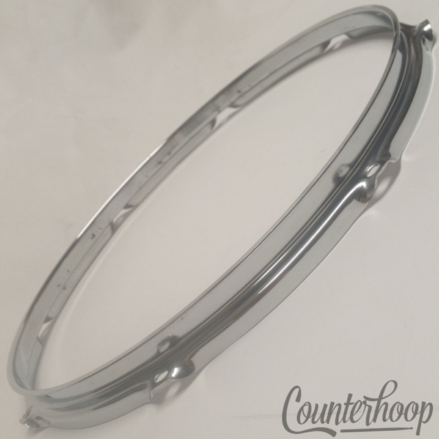 Pearl 14"Rim 8-Lug Snare/Floor Tom Drum Batter Super Hoop Chrome Flat Top Flange — main photograph