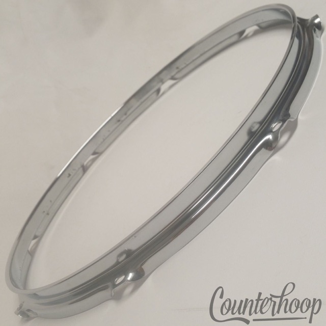 Pearl 14"Rim 8-Lug Snare/Floor Tom Drum Batter Super Hoop Chrome Flat Top Flange — main photograph