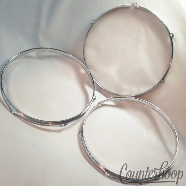 Ludwig 3x 14"Rims/Hoops 6-Lug-Hole Snare/Tom Drum Batter/Resonant 60s Chrome Lot — main photograph