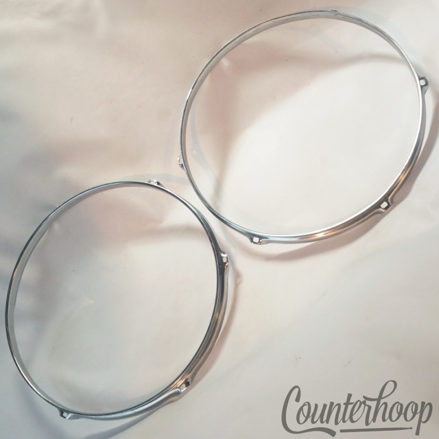 Ludwig 2x 14"Rims/Hoops 6-Lug-Hole Snare/Tom Drum Batter/Resonant 60s Chrome USA — main photograph
