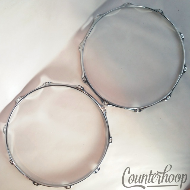 Ludwig 2x 14" 10-Lug-Hole Snare Drum Batter+Resonant Rims/Hoops Supraphonic USA — main photograph