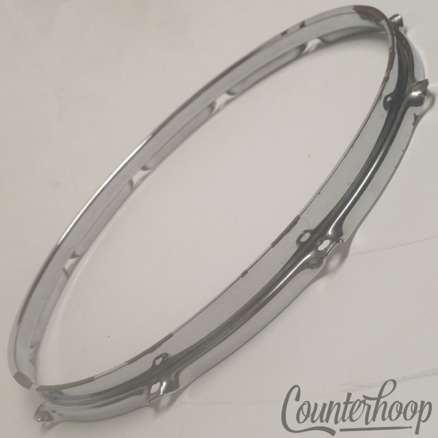 Rogers 14" Dynasonic Snare Drum Batter Rim/Hoop 10-Lug Dyna Sonic 60s Chrome USA — main photograph