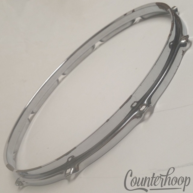 Rogers 14" Dynasonic Snare Drum Batter Rim/Hoop 10-Lug Dyna Sonic 60s Chrome USA — main photograph