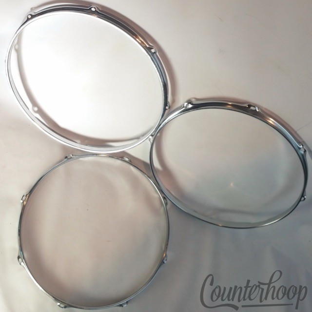 Pearl/Ludwig 15" Tom/Marching Snare Drum Batter Rims/Hoops 8-Lug Chrome Vintage — main photograph