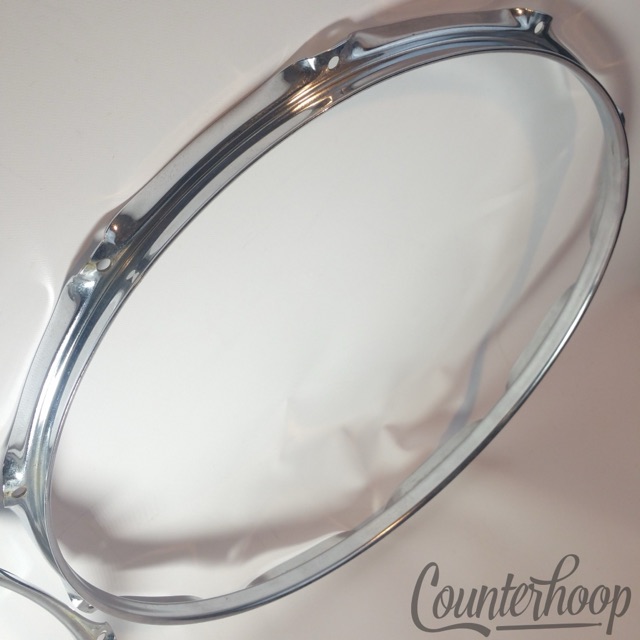 Ludwig 15" 10-Lug Tom/Marching Snare Drum Batter Rim/Hoop Chrome Vintage 60s USA — main photograph
