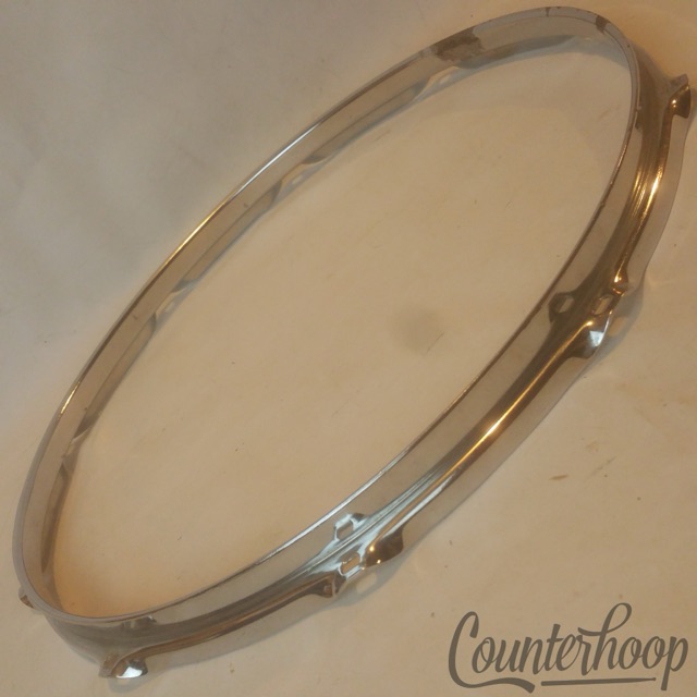 Ludwig 15" Tom/Marching Snare Drum Batter Rim/Hoop 10-Lug Chrome USA Vintage 60s — main photograph