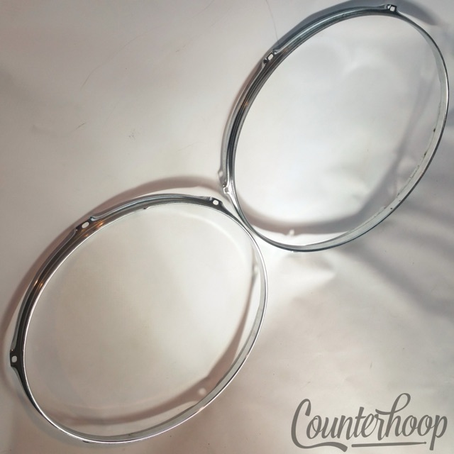 Pearl 2x 16" Floor Tom Drum Batter Rims/Hoops 6-Lug Vintage 60s Set Chrome* — main photograph