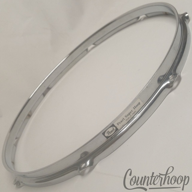 Pearl 16" Super Hoop Floor Tom/Marching Snare Drum Batter Rim 8-Lug Chrome Japan — main photograph
