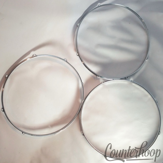 Pearl 3x 16" Floor Tom Drum Batter/Resonant Rims/Hoops 8Lug Vintage Set Chrome* — main photograph