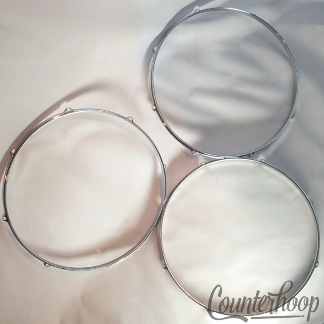Pearl 3x 16" Floor Tom Drum Batter/Resonant Rims/Hoops 8Lug Vintage Set Chrome* — main photograph