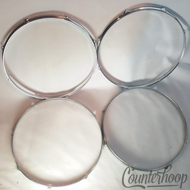 Pearl 4x 16" Floor Tom Drum Batter/Resonant Rims/Hoops 8Lug Vintage Set Chrome* — main photograph