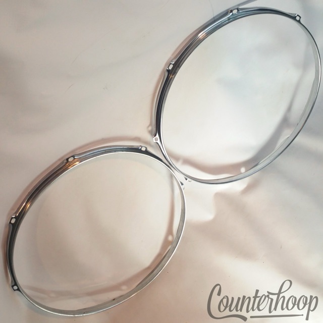 Ludwig 2x 16" Floor Tom Drum Batter/Resonant Rims/Hoops 8Lug Chrome Vintage 60s — main photograph
