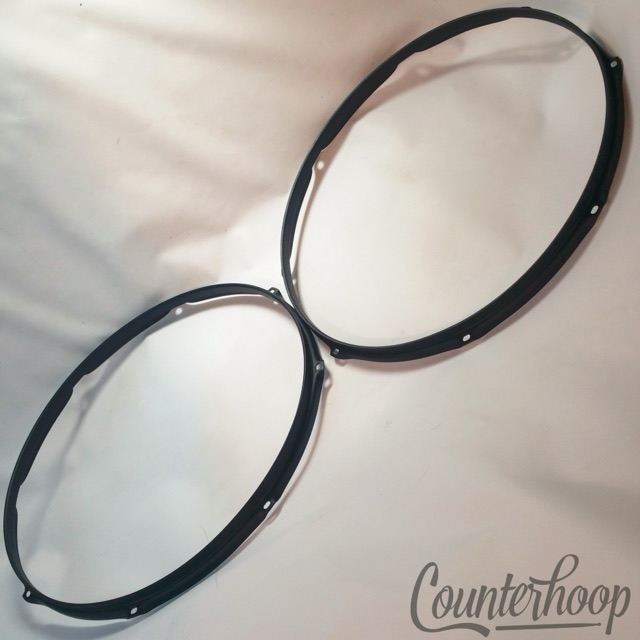 Pearl 2x 18" Floor Tom Drum Batter+Resonant Rims/Hoops 8-Lug Black Powdercoat* — main photograph