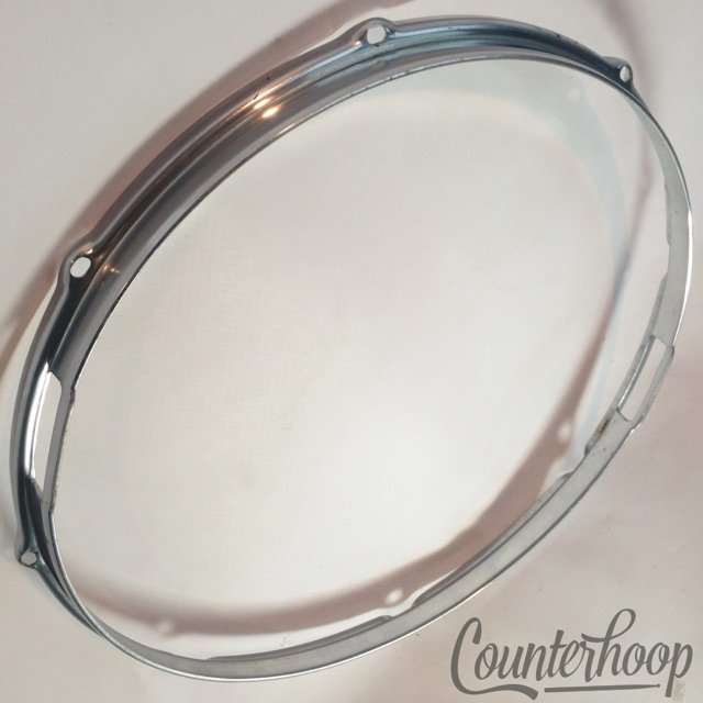 Slingerland 15"Snare Drum Resonant Rim/Hoop 8Lug Stick-Saver Chrome Marching 70s — main photograph