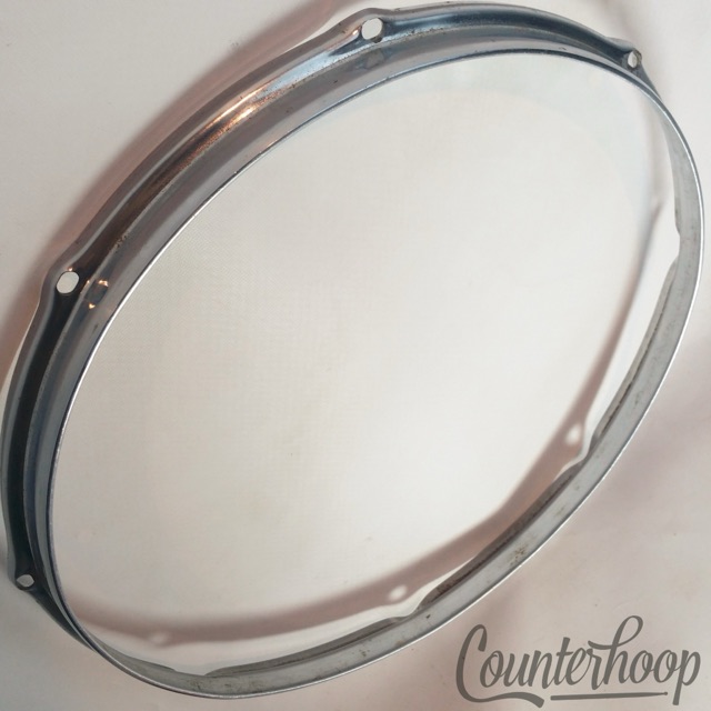 Slingerland 14"Floor Tom/Snare Drum Batter Rim/Hoop 8-Lug Stick-Saver Chrome 70s — main photograph