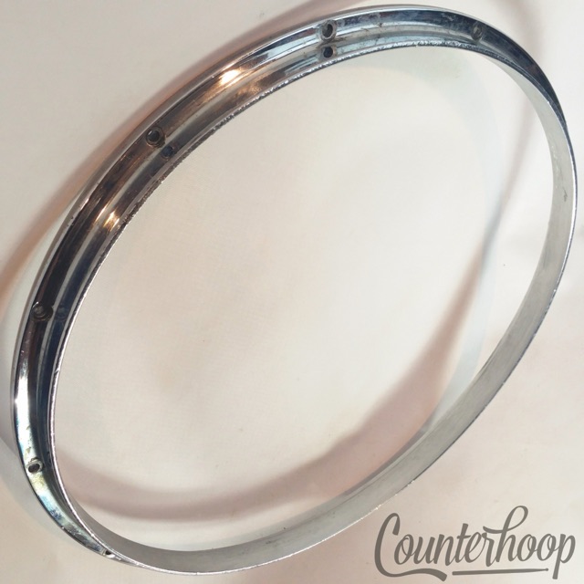 Premier 15" Die-Cast 12-Lug Snare Drum Batter Rim/Hoop Marching Parade Chrome* — main photograph