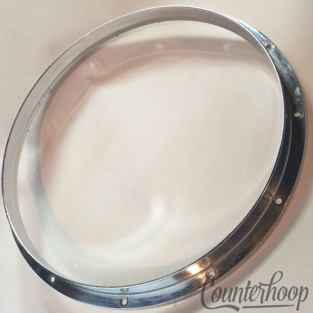 Yamaha 14" Die-Cast 12-Lug Snare Drum Batter Rim/Hoop Marching Au-Chrome Japan* — main photograph