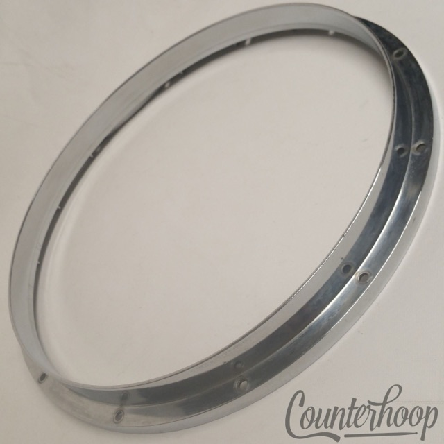 Yamaha 14" Die-Cast 12-Lug Snare Drum Batter Rim/Hoop Au-Chrome Japan Marching* — main photograph