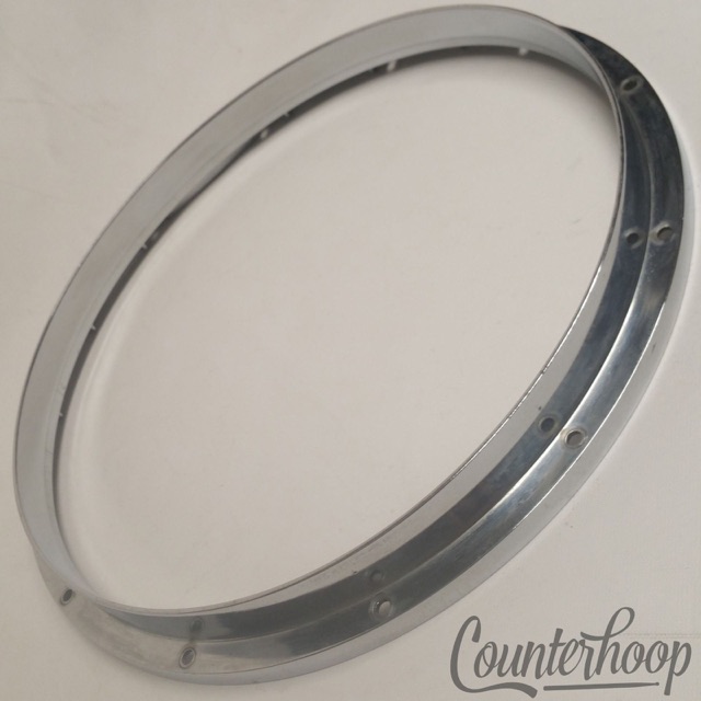 Yamaha 14" Die-Cast 12-Lug Snare Drum Batter Rim/Hoop Au-Chrome Japan Marching* — main photograph