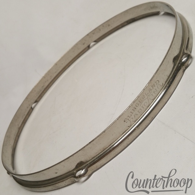 Slingerland 13"Engraved Radio King Tom Drum Rim/Hoop Nickel-Brass NOB Vintage40s — main photograph