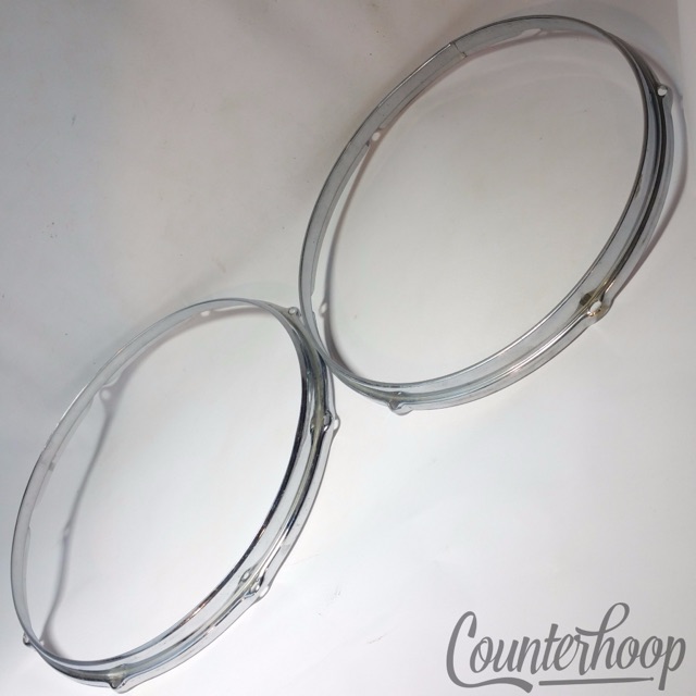 Slingerland Chrome Brass 13+14"Snare/Tom Drum Rims/Hoops Vintage 60s Stick-Saver — main photograph