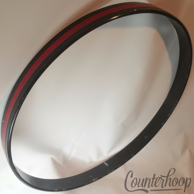 Vintage Red Sparkle Inlay 20" Bass Drum Hoop/Rim Black Paint Wood Maple — main photograph