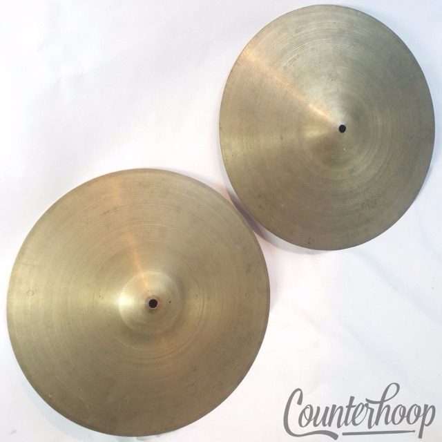 XE Ajaha 14" Hi-Hat Cymbals Set 720/730g Thin B20 Vintage 50s Italy — main photograph