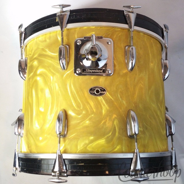 Slingerland 18"x14" Bass Drum Vintage 70s 3Ply Maple Gold Satin Flame Jazz* — main photograph