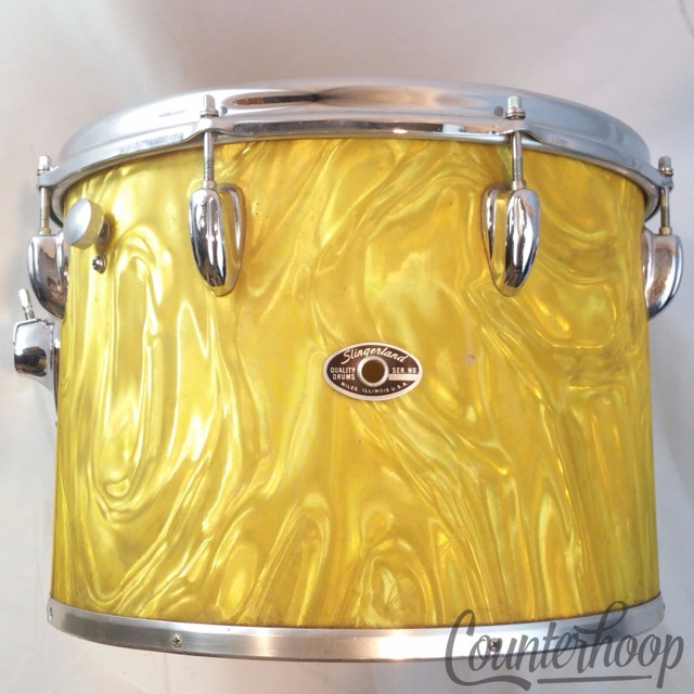 Slingerland 14x10" Concert Tom Drum Vintage 70s 3Ply Maple Gold Satin Flame USA — main photograph