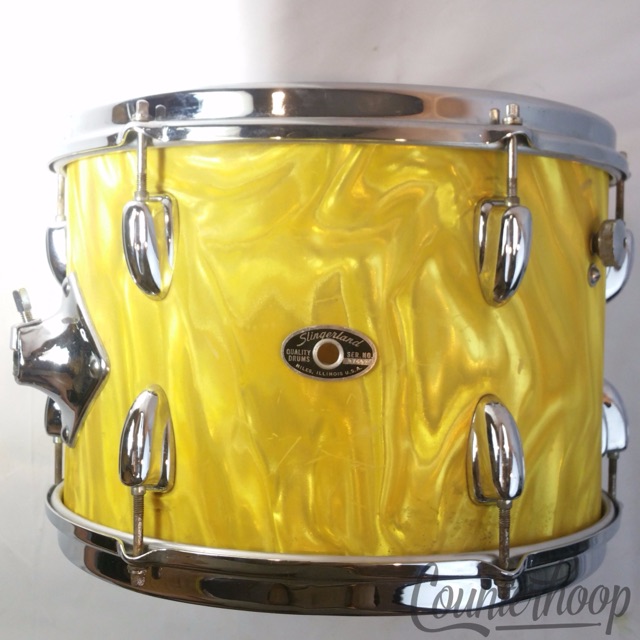 Slingerland 13x9" Ride Tom Drum Vintage 70s 3Ply Mahogany/Maple Gold Satin Flame — main photograph